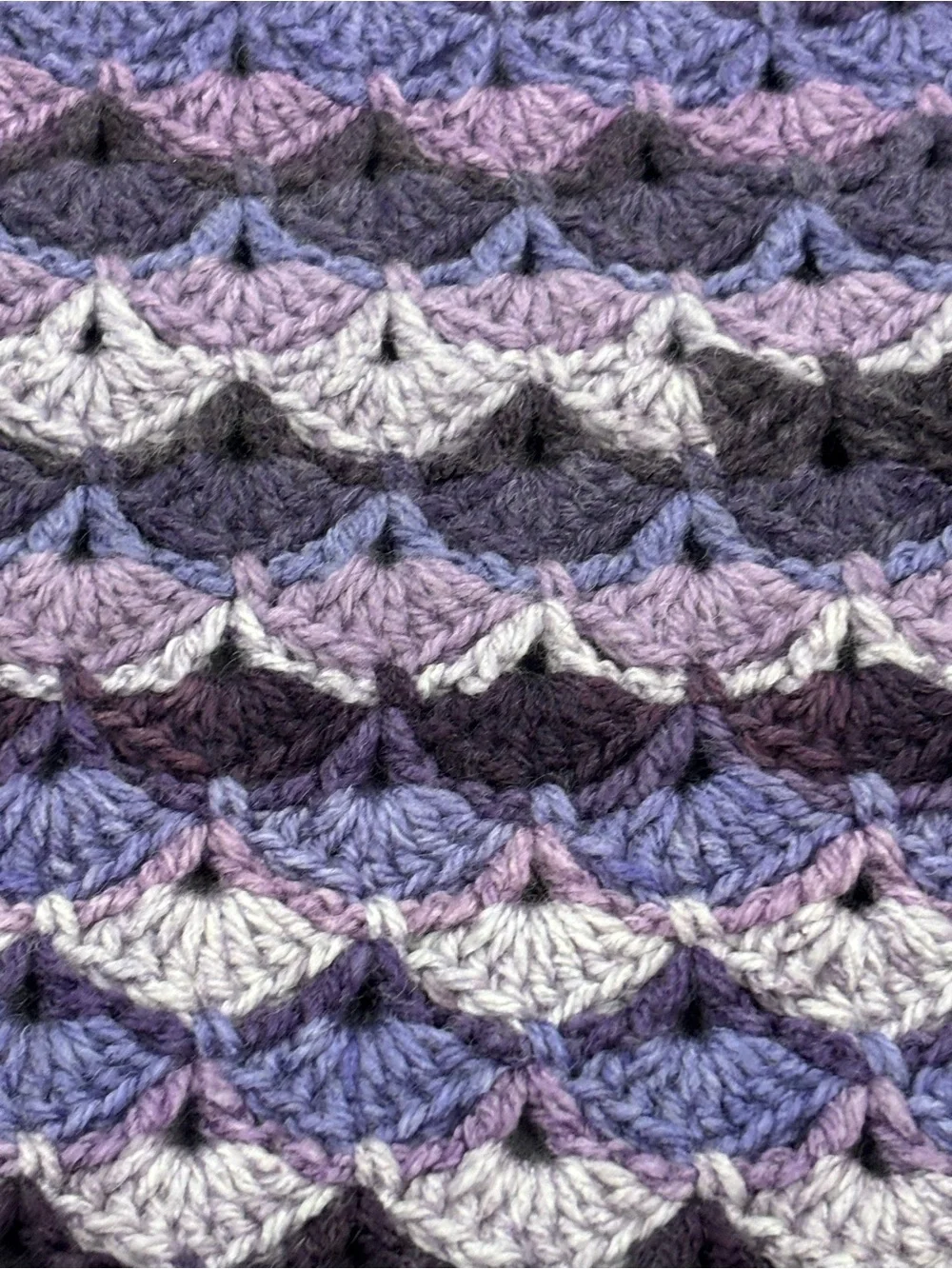 Grandma Core Handmade Crochet Throw Blanket Multi Shade of Purple